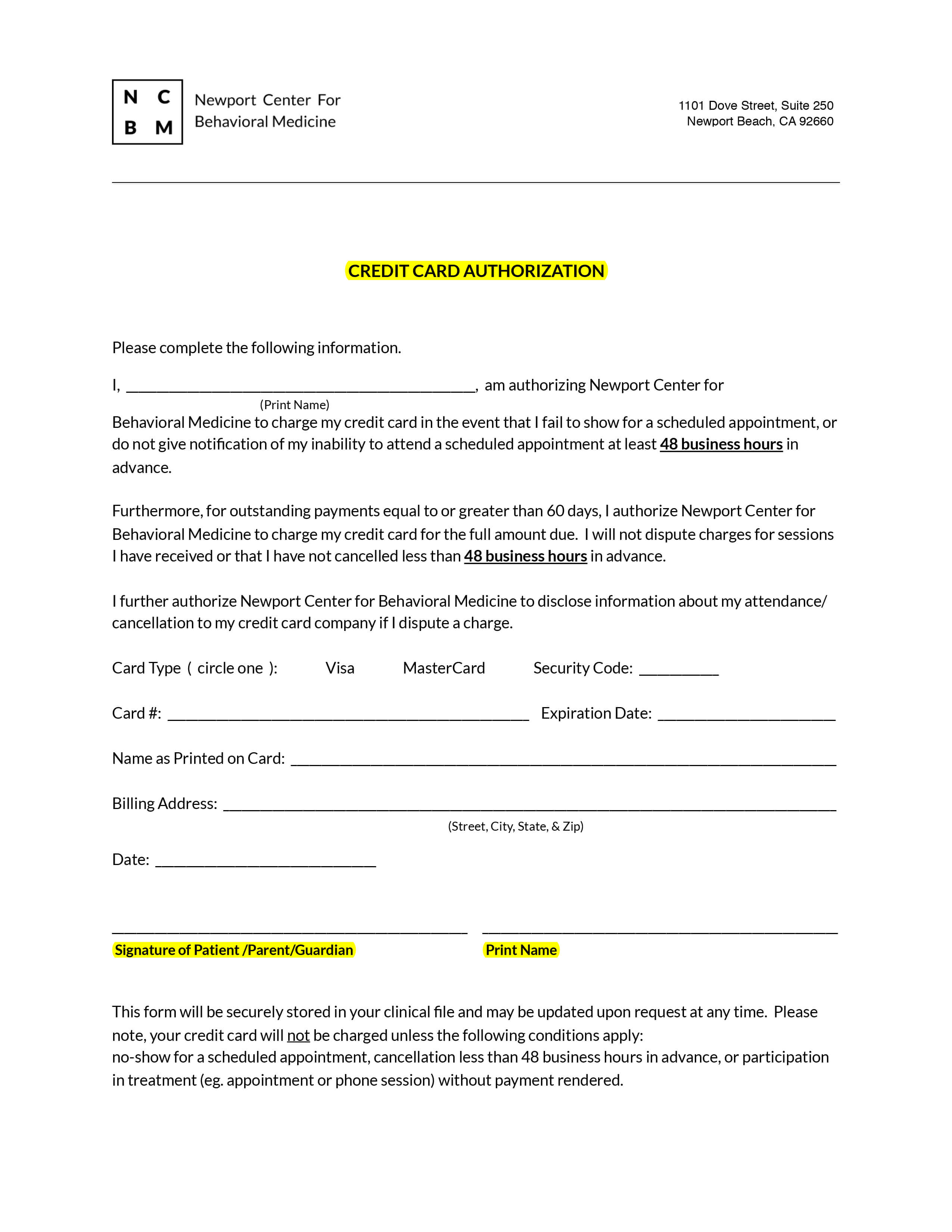 Credit Card Authorization