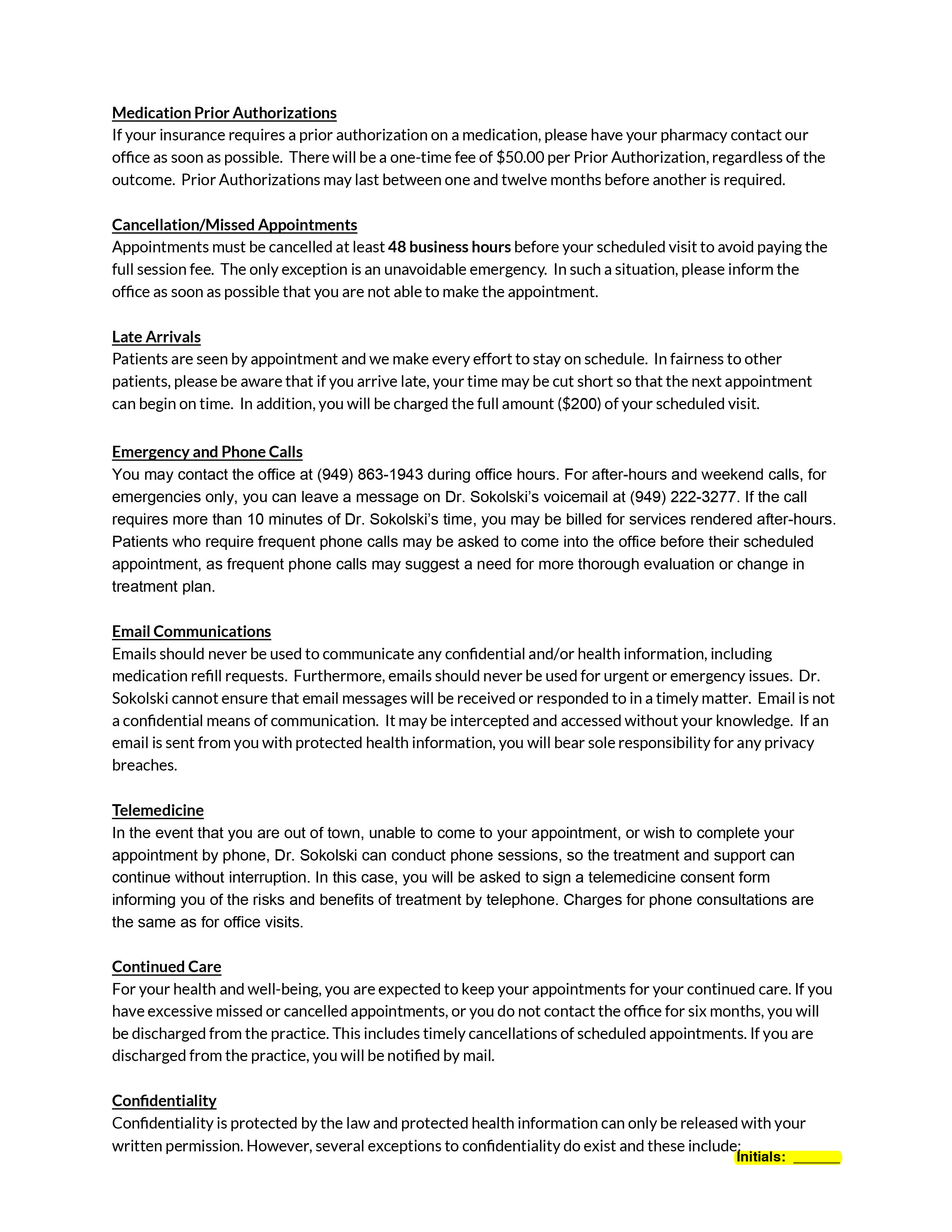 Office Policies