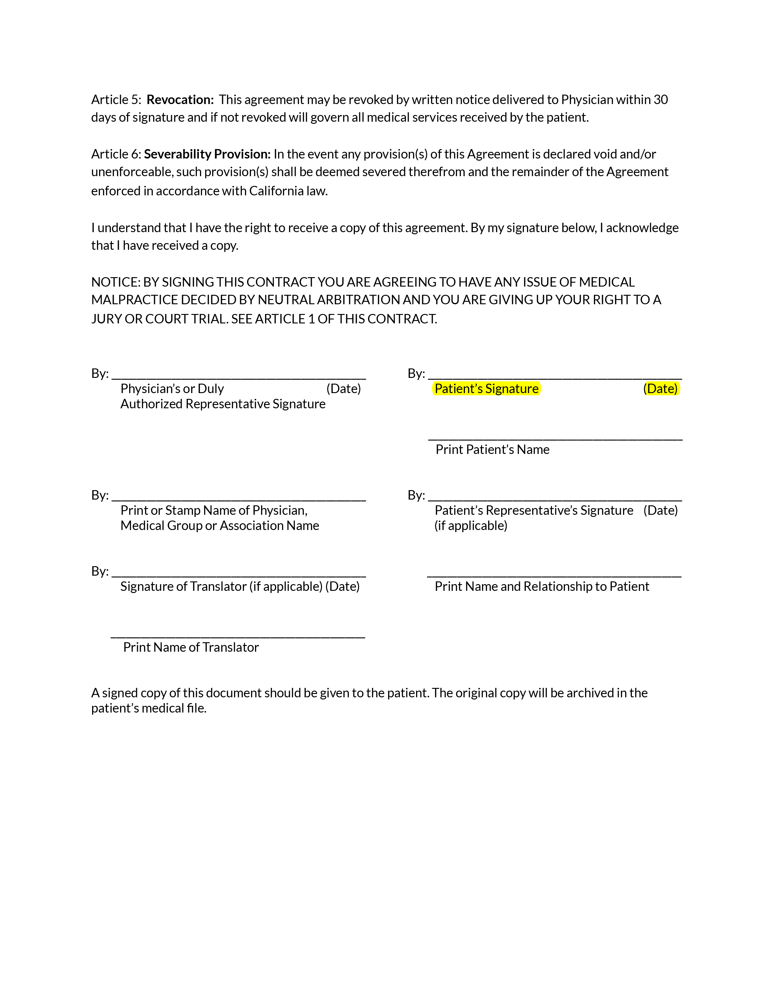 Physician Patient Arbitration